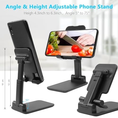 Cep Telefonu Standı, Katlanır Masaüstü Telefon Standı, Açı Yüksekliği Ayarlanabilir Cep Telefonu Tutacağı, Masa, Ofis, Tablet Standı Tüm Telefonlarla Uyumlu 10-25 cm Cep Telefonu/Tablet