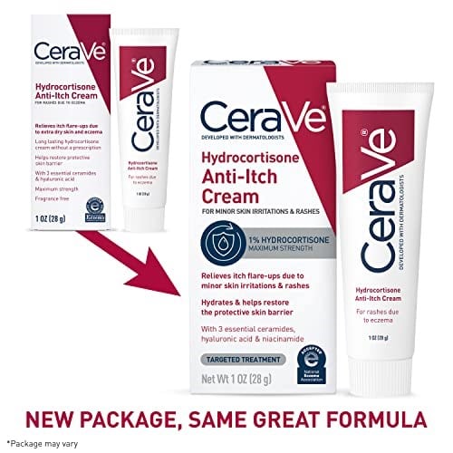 CeraVe Hydrocortisone Krem% 1 | Egzama Eğilimi ve Kuru Cilt ile Döküntülerden Geçici Rahatlama Önleyici Krem | Kaşıntıları Giderici Krem | Kokusuz | 1 Ounce