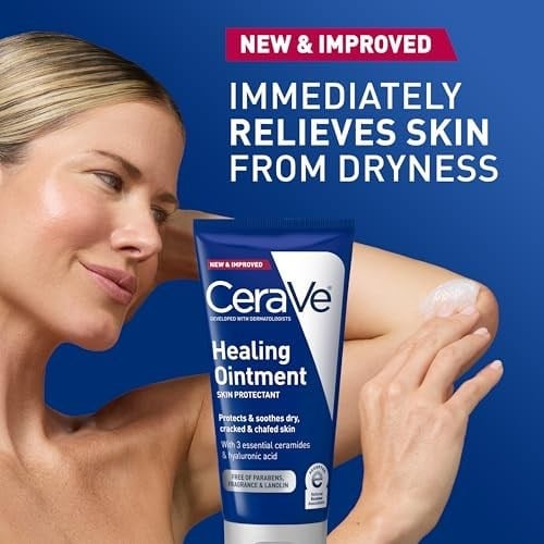 CeraVe Şifa Merhemi | Hyaluronik Asit ve Seramidli Kuru Ciltler için Nemlendirici Petrolatum Cilt Koruyucu | Lanolin İçermez ve Kokusuz | 5 Ons