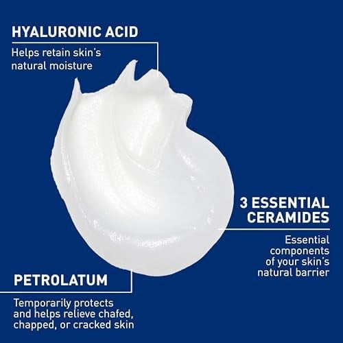 CeraVe Şifa Merhemi | Hyaluronik Asit ve Seramidli Kuru Ciltler için Nemlendirici Petrolatum Cilt Koruyucu | Lanolin İçermez ve Kokusuz | 5 Ons