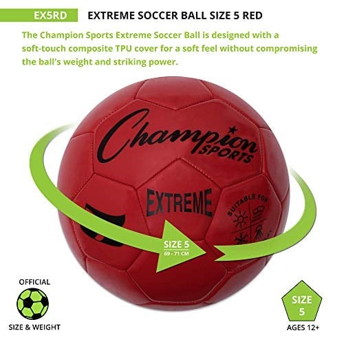 Champion Sports Extreme Series Composite Soccer Ball: Sizes 3, 4, 5 in Multiple Colors - Seçenekler: EX5OR, EX5RD