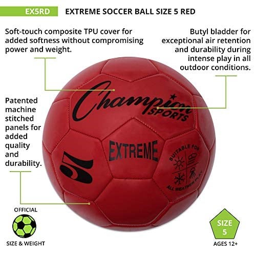 Champion Sports Extreme Series Composite Soccer Ball: Sizes 3, 4, 5 in Multiple Colors - Seçenekler: EX5OR, EX5RD