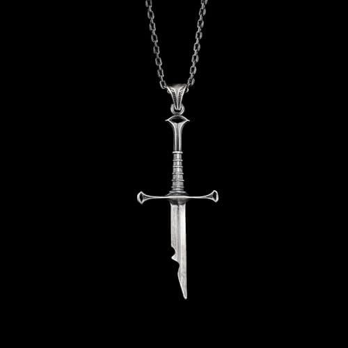 CHARMORA 925 Ayar Gümüş Aragorn Kılıç Kolye – Yüzüklerin Efendisi LOTR Anduril Erkek Kolyesi