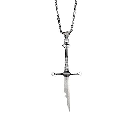 CHARMORA 925 Ayar Gümüş Aragorn Kılıç Kolye – Yüzüklerin Efendisi LOTR Anduril Erkek Kolyesi