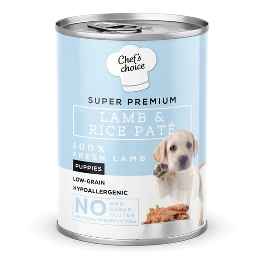 Chefs Choice Yavru Köpekler İçin, Hipoalerjenik, Kuzu Etli Ve Pirinçli Ezme, 400 g x 12 Adet
