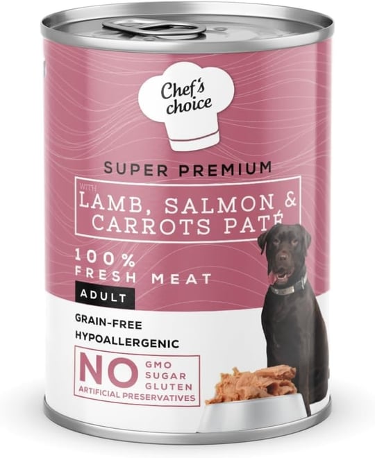 Chefs Choice Yetişkin Köpekler İçin, Tahılsız, Hipoalerjenik, Kuzu Etli, Somon Balıklı Ve Havuçlu Ezme, 400 g