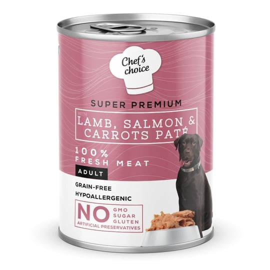Chefs Choice Yetişkin Köpekler İçin, Tahılsız, Hipoalerjenik, Kuzu Etli, Somon Balıklı Ve Havuçlu Ezme, 400 g