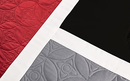 Chezmoi Collection 7 Parça Kapitone Yama İşi Yorgan Seti, Kırmızı/Gri/Siyah, Queen, Polyester
