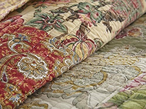 Chezmoi Collection Delaney 5 Parça Çiçekli Yama İşi Günlük Yatak Örtüsü Seti, Önceden Yıkanmış%100 Pamuk Yorgan Örtüsü Seti, Günlük Yatak Boyutu - Seçenekler: Daybed, King, Queen, Twin