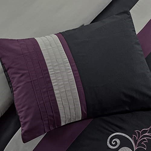 Chezmoi Collection Yorgan Seti, Polyester, Mor/Siyah/Gri, King