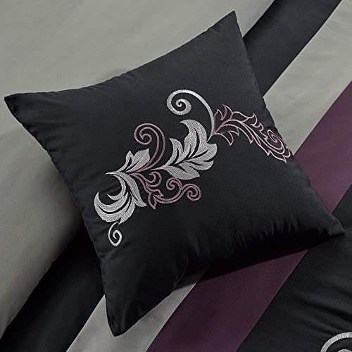 Chezmoi Collection Yorgan Seti, Polyester, Mor/Siyah/Gri, King