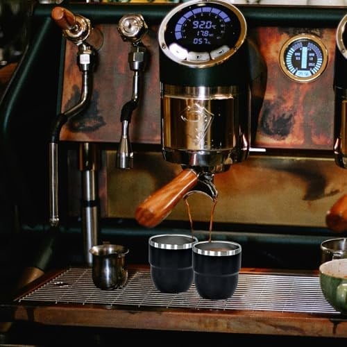 CHLJAR 4 oz İstiflenebilir Bardak, 4 Paket Mini Bardak Kamışlı, Vakum Yalıtımlı Espresso Kahve Fincanı, Parti içecekleri, Kahve, Kokteyl, Bar, Seyahat, Kamp, Siyah