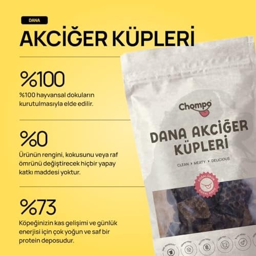 Chompo Dana Akciğer Küpleri 100% Doğal Katkısız Köpek Ödül Maması 100 Gr | Tek İçerik