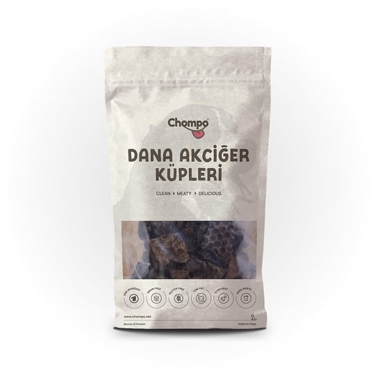Chompo Dana Akciğer Küpleri 100% Doğal Katkısız Köpek Ödül Maması 100 Gr | Tek İçerik