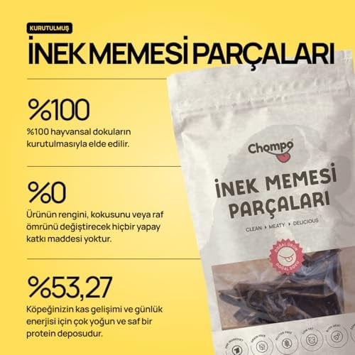 Chompo İnek Memesi Parçaları 100% Doğal Katkısız Köpek Ödül Maması 100 Gr | Tek İçerik