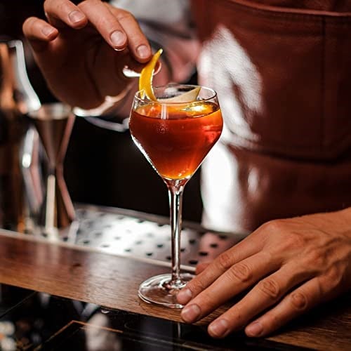 Chouggo Nick & Nora Bardakları Kokteyl Bardakları 4lü Set, El Üfleme Premium Kristal Kokteyl Bardağı, Bar, Martini, Kozmopolitan, Manhattan için, 170 ml, Şeffaf
