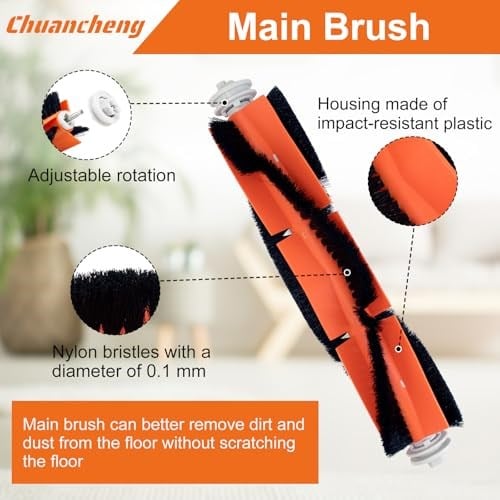 Chuancheng Dreame D9/D9 Max/D9 Max Gen2/D9 Pro/L10 Pro için 17 parçalı aksesuar seti, 1 ana fırça, 6 yan fırça, 4 filtre, 4 silme bezi, 2 temizleme fırçası