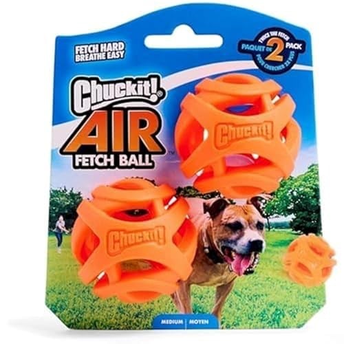 Chuckit! Air Fetch Ball Köpek Oyuncağı, Orta (6,4 cm çap), 9-27 kg köpekler için, 2li paket