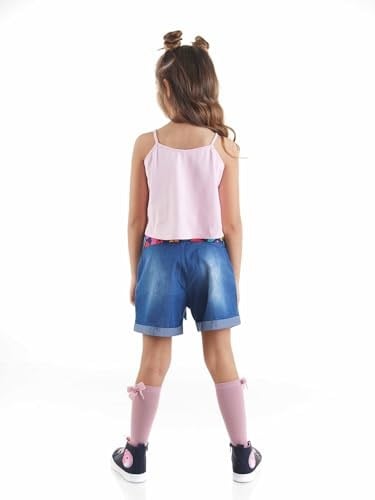 Çiçek Bahçesi Kız Çocuk T-shirt Denim Şort Takım
