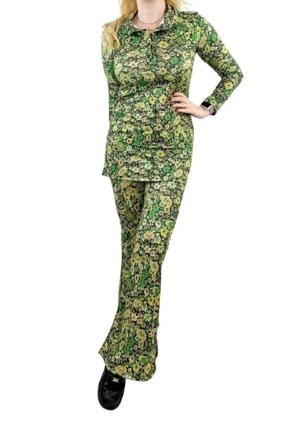 Çiçek desenli tunik pantolon takım