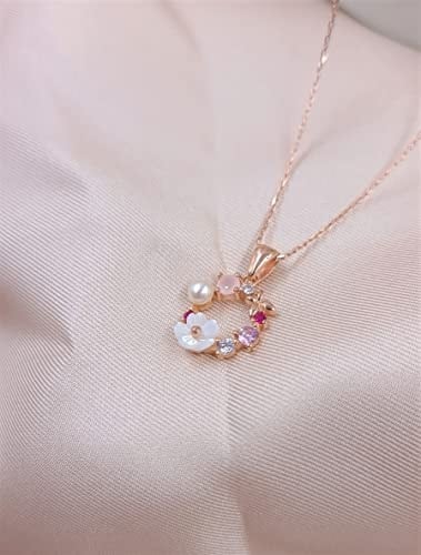 Çiçekli model gümüş kadın kolye (ROSE)