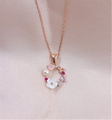 Çiçekli model gümüş kadın kolye (ROSE)