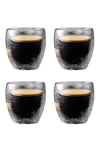 Çift Cidarlı Buzlu Kahve, Latte, Çay Bardağı Seti, 250 ML, 4 Adet, Bej