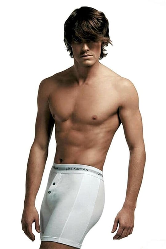 Çift Kaplan 880 Elastanlı Erkek Boxer Beyaz M