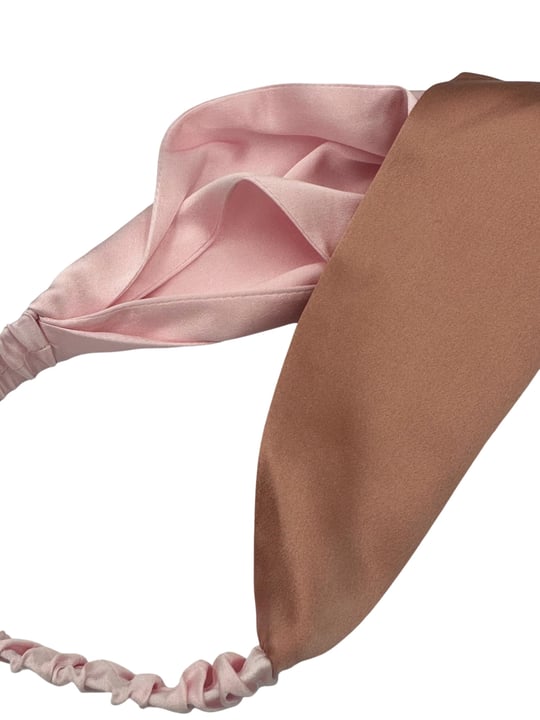 Çift Renkli%100 Saf İpek Saç Bandı (Pembe/Blush)