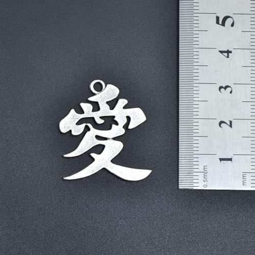 Çin Aşk Sembolü - Naruto Kazekage Gaara Erkek Kadın Kolye Antik Gümüş Kaplama - 60 cm Düz Zincir