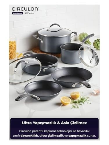 Circulon 8 Parça Tencere & Tava Seti - Seçenekler: 8li set, 2 Quart Tencere (Süzme Kapağı), 34 CM, Tencere...