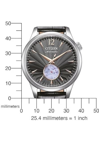 CITIZEN Erkek Analog Otomatik Saat Deri Kayışlı NH9131-14E, Siyah, Ölçü Birimi, Kayış