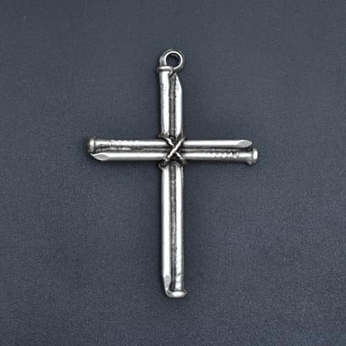Çivili Haç Örme Zincir Kolye - Gümüş Kaplama - Erkek Kadın Kolye - No:1383