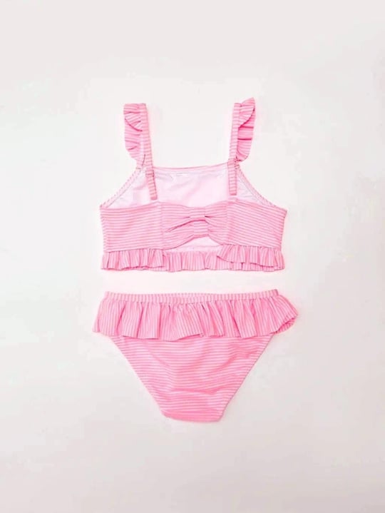 Çizgili fırfırlı kız çocuk bikini takım ÇİZGİLİ 7-8 Yaş
