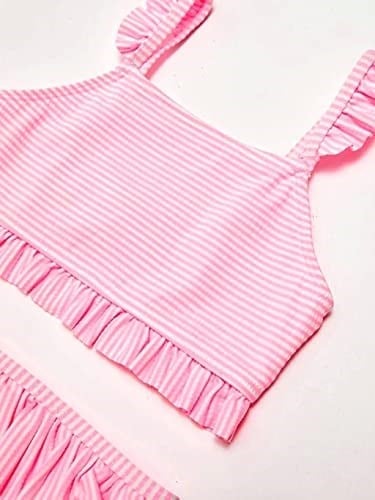 Çizgili fırfırlı kız çocuk bikini takım ÇİZGİLİ 5-6 Yaş