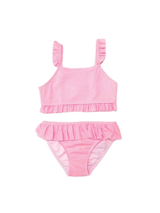 Çizgili fırfırlı kız çocuk bikini takım ÇİZGİLİ 11-12 Yaş