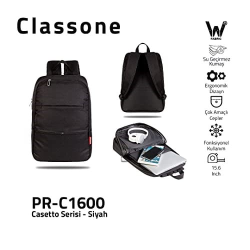 Classone Pr-C1600 Casetto 15.6 İnç Uyumlu Notebook Çantası, Siyah