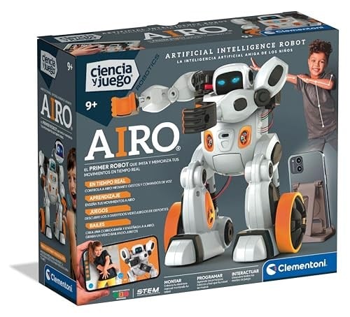 Clementoni AIRO Robot Yapay Zeka - Çocuklar için eğitici ve özelleştirilebilir oyuncak, hareket ve sesli tanıma ile etkileşimli, 8 yaşından itibaren - 55513