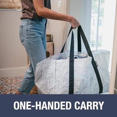 CleverMade 2li Paket Saklama Sepeti, Frakta Alışveriş Çantası, Taşınma, Market Alışverişi ve Dolum için Ağır Hizmet Tipi Çok Amaçlı Çantalar; Okyanus Mavisi