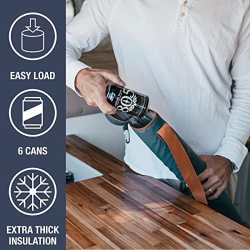CleverMade 6 Kutu Soğutucu Kol - Ayarlanabilir Omuz Askılı Yalıtımlı 6lı Paket Soğutucu Tüp, Kolay Erişim Açılabilir ve Neopren Saklama Cebi