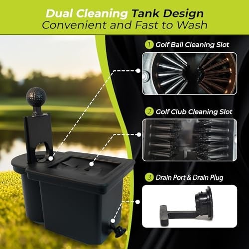 Club Clean - Original Ball and Club Cleaner/Washer with Universal Bracket for Golf Cars - Home Use - Single Chamber