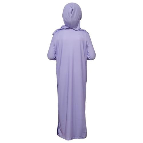 Çocuk Namaz Takımı Pratik Tek Parça Desenli Kollu Tak Çıkar Başörtülü Likralı Tesettür Elbise (6-12 Yaş) 925-0201