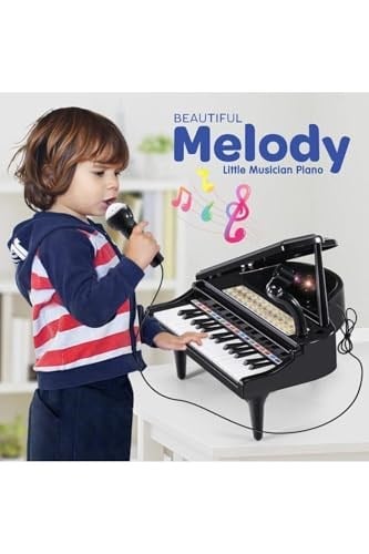 Çocuk Tuşlu Piano Org Siyah, Müzik Enstrümanları, 3+ Yaş, Mikrofon ile