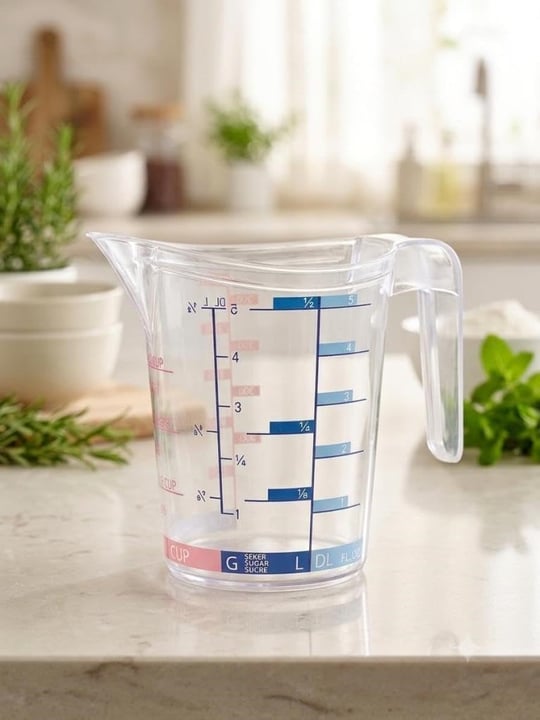 Çok Amaçlı Dereceli Ölçü Kabı 500 ml - Un, Şeker Sıvı ve Katı Ölçekli Hazne Ergonomik Maşrapa