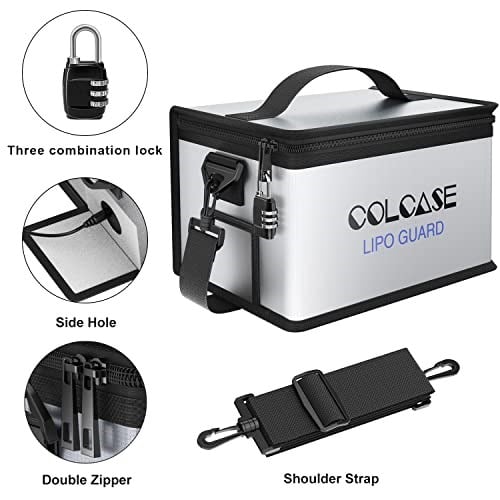 COLCASE Lipo Safe Bag - Yanmaz ve Patlamaya Dayanıklı, Şifreli Kilit, Yükseltilmiş Silikon Kaplı, 11 x 8 x 6,5 inç
