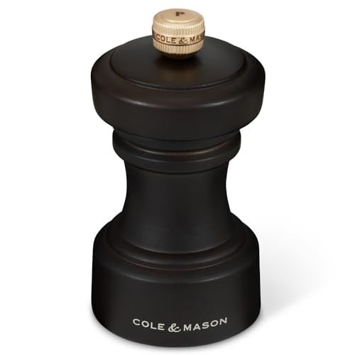 Cole & Mason H233056 Hoxton Çikolata Ahşap Tuz ve Karabiber Değirmeni Seti, Hassas + Karbon/Seramik Mekanizmaları, Ayarlanabilir Öğütmeli Tuz ve Karabiber Değirmenleri, Kayın Ağacı, 104 mm, Hediye