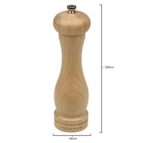 Cole & Mason HA0824P Capstan Beech 200mm Biber Değirmeni - Bedenler: Biberlik, Tuz değirmeni, Tuzluk, 20 cm, 120mm, 165 mm...