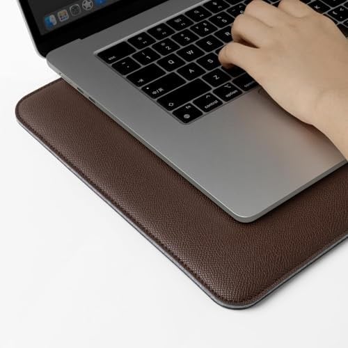 Comfyable MacBook Pro 16 inç M3 M2 Pro/Max 2023 için Uyumlu İnce Dizüstü Bilgisayar Kılıfı, Suni Deri Koruyucu 16 inç Mac Kapak Kılıfı, Kahve - Seçenekler: For 16