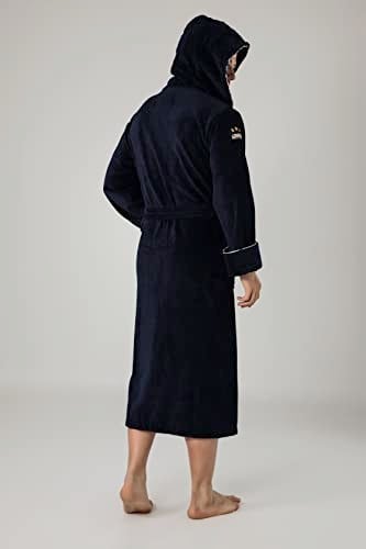 Commander Nakışlı Bambu Cotton Erkek Bornozu LACİVERT L/XL