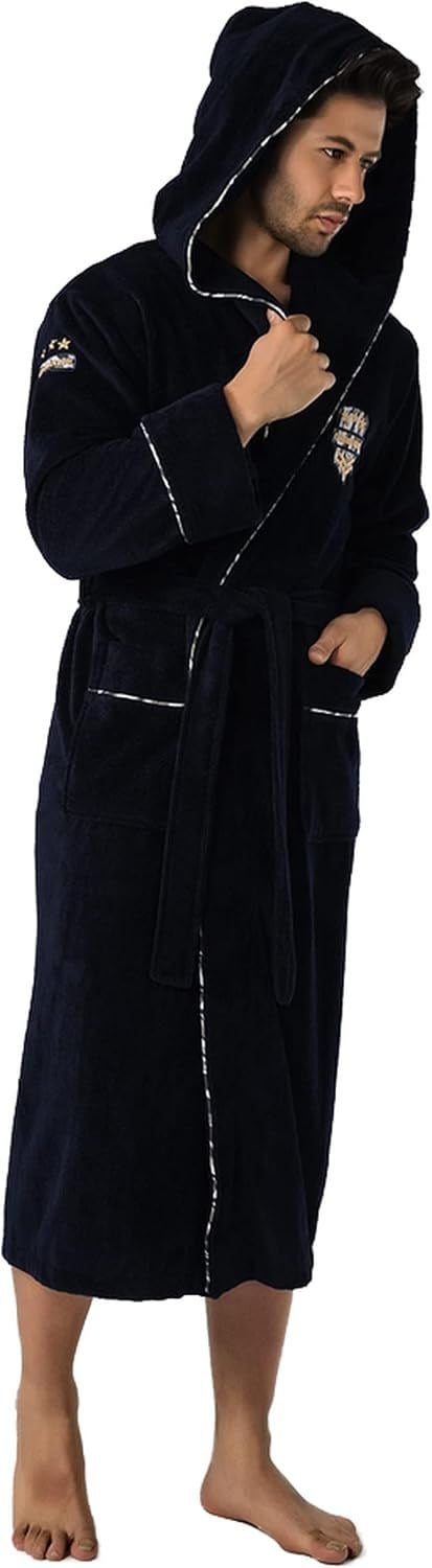 Commander Nakışlı Bambu Cotton Erkek Bornozu LACİVERT L/XL